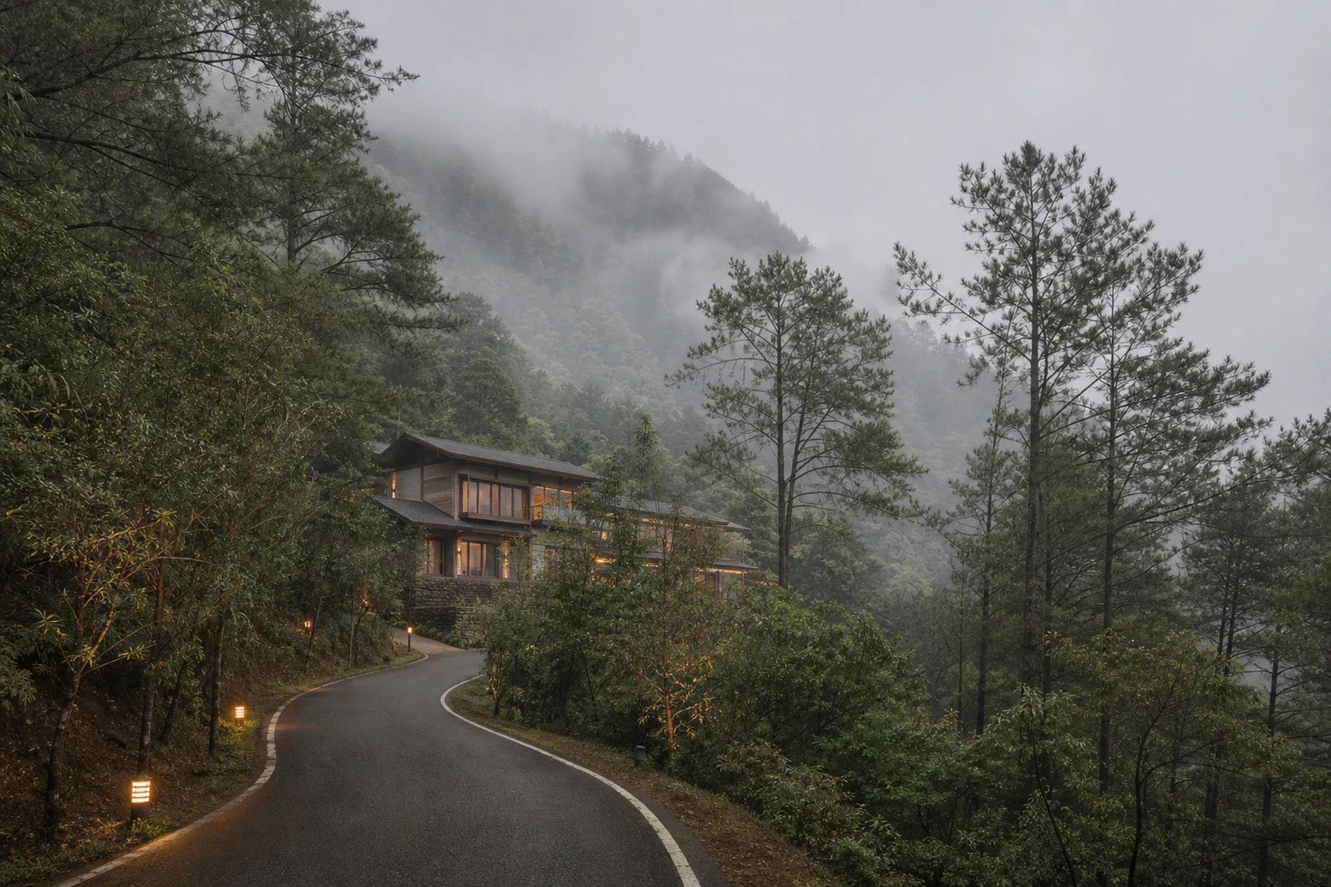 抵達南庄老街：通往白露山居的霧林山路