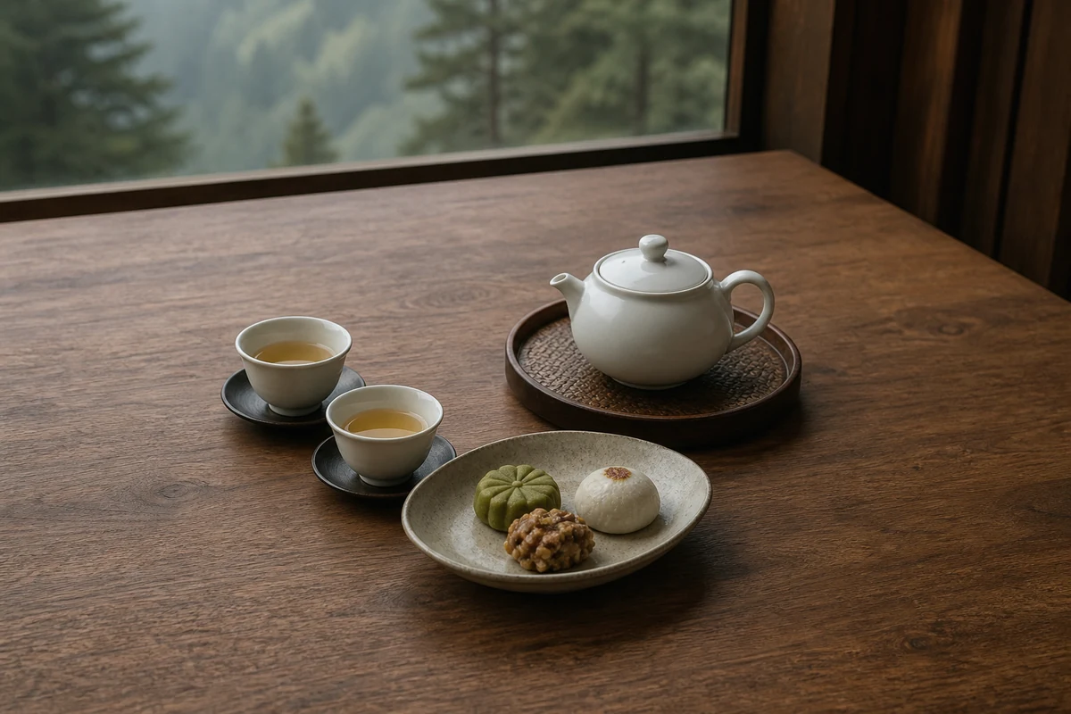 手沖熱茶與陶杯的靜謐細節